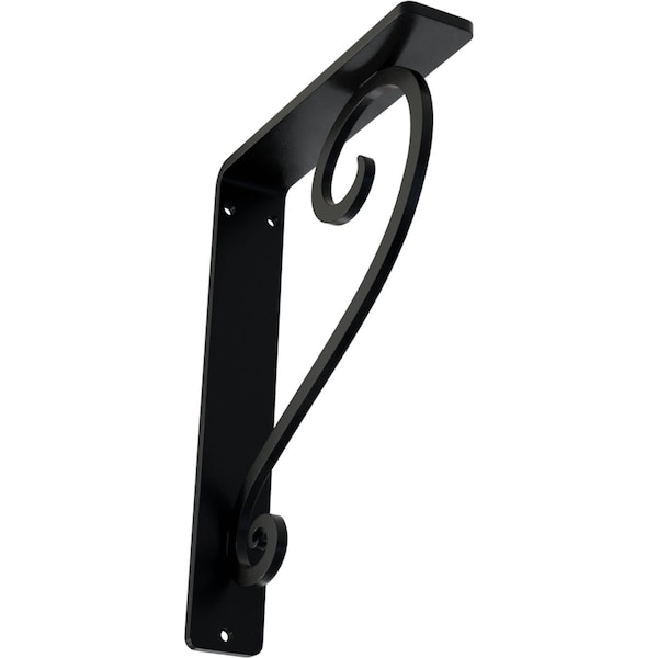 Ekena Millwork Edwards Wrought Iron Bracket, (Single center brace), Powder Coated Black 1 1/2"W x 5 1/2"D x 8"H BKTM01X05X08SED - main